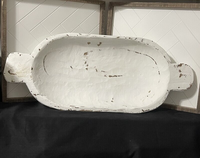 Large Wooden Bowl-White