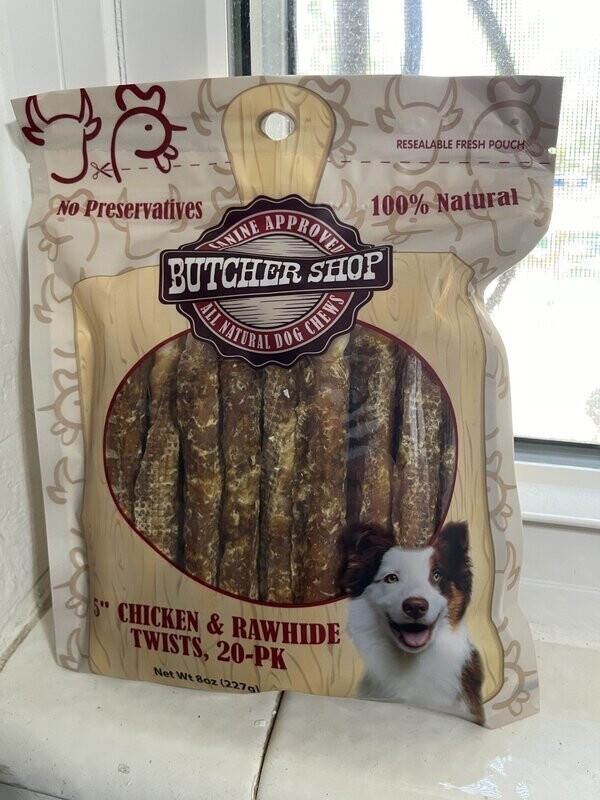 Butcher Shop 5&quot; Chicken &amp; Rawhide Twists