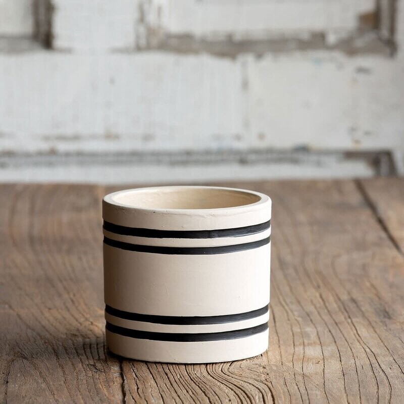 Striped Cement Planter Small
