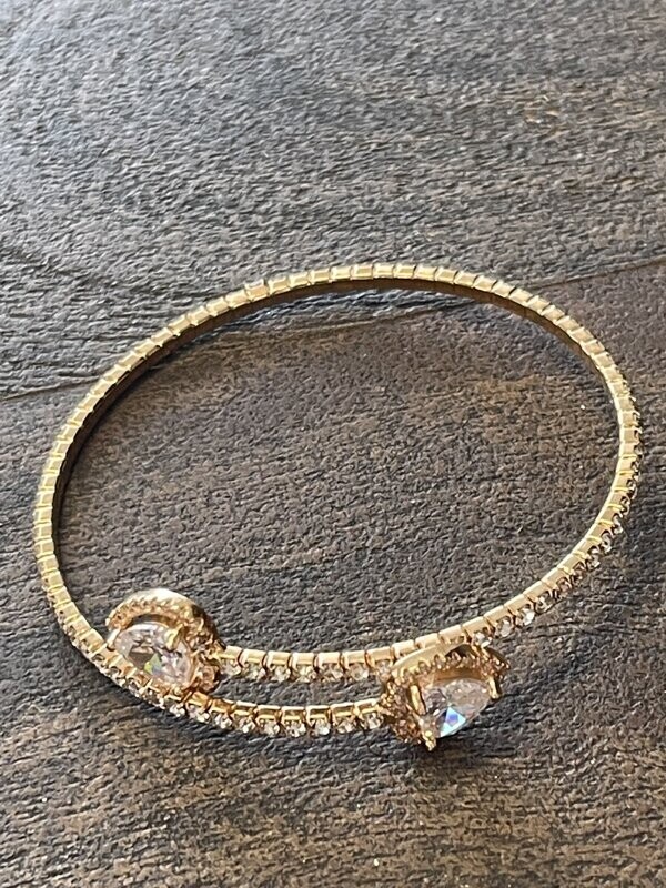 Egg Shape Bling  &amp; Gold Stretchy Bracelet