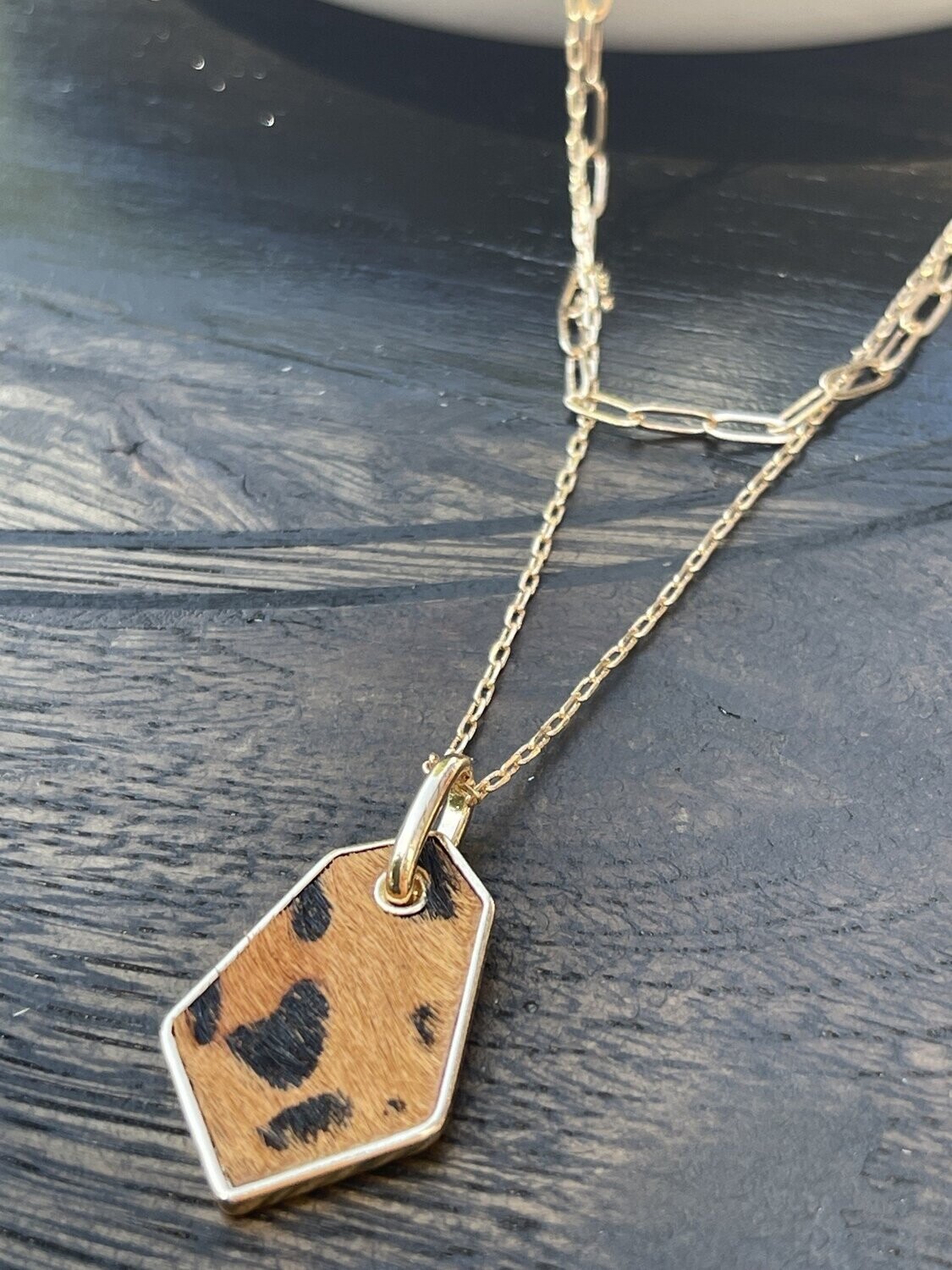 Animal Print Double Chain Necklace
