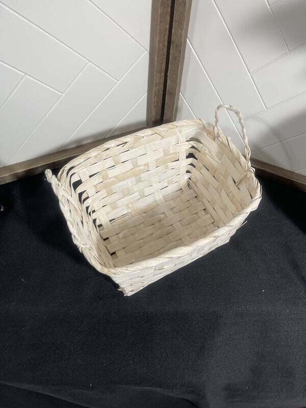 Bamboo  Utility Basket with Ears White Wash