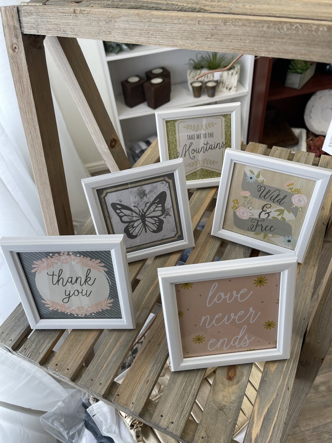 4X4 Whte Frame with a Saying Inside