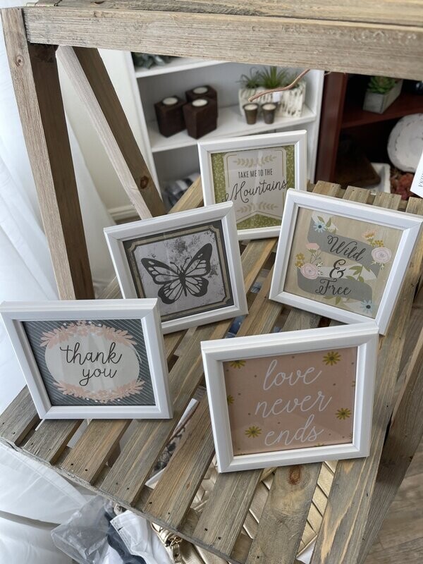 4X4 Whte Frame with a Saying Inside