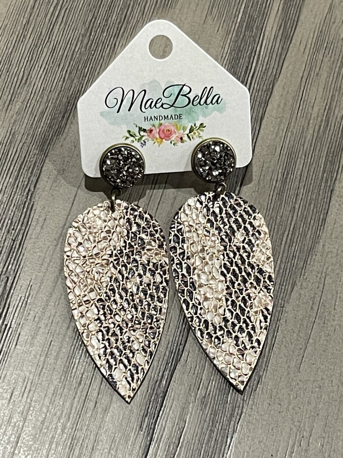Druzy  Coach Snake Leather Earrings