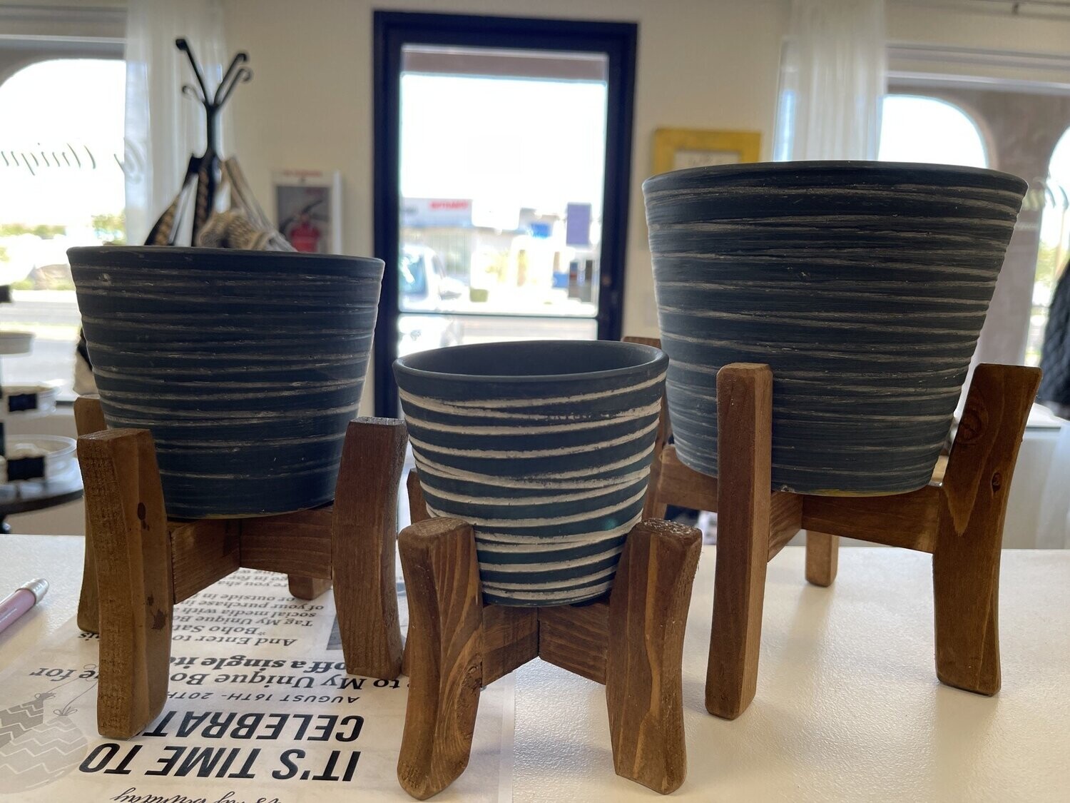 4&quot;, 5&quot;, 6&quot; Indoor Ceramic Planter Set  of 3