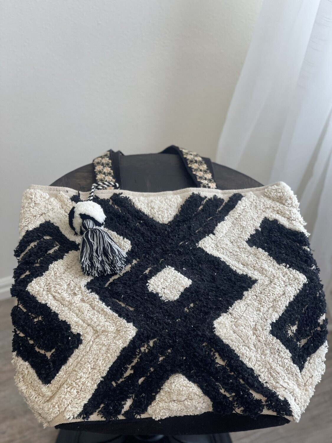 Black and Cream Aztec Tote
