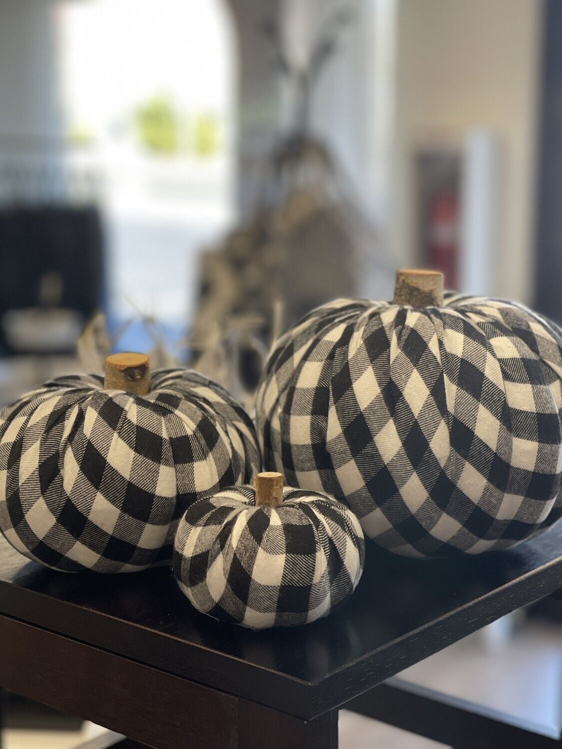 Burlap Pumpkins Fabric Pumpkins Buffalo Plaid - 3 PCS