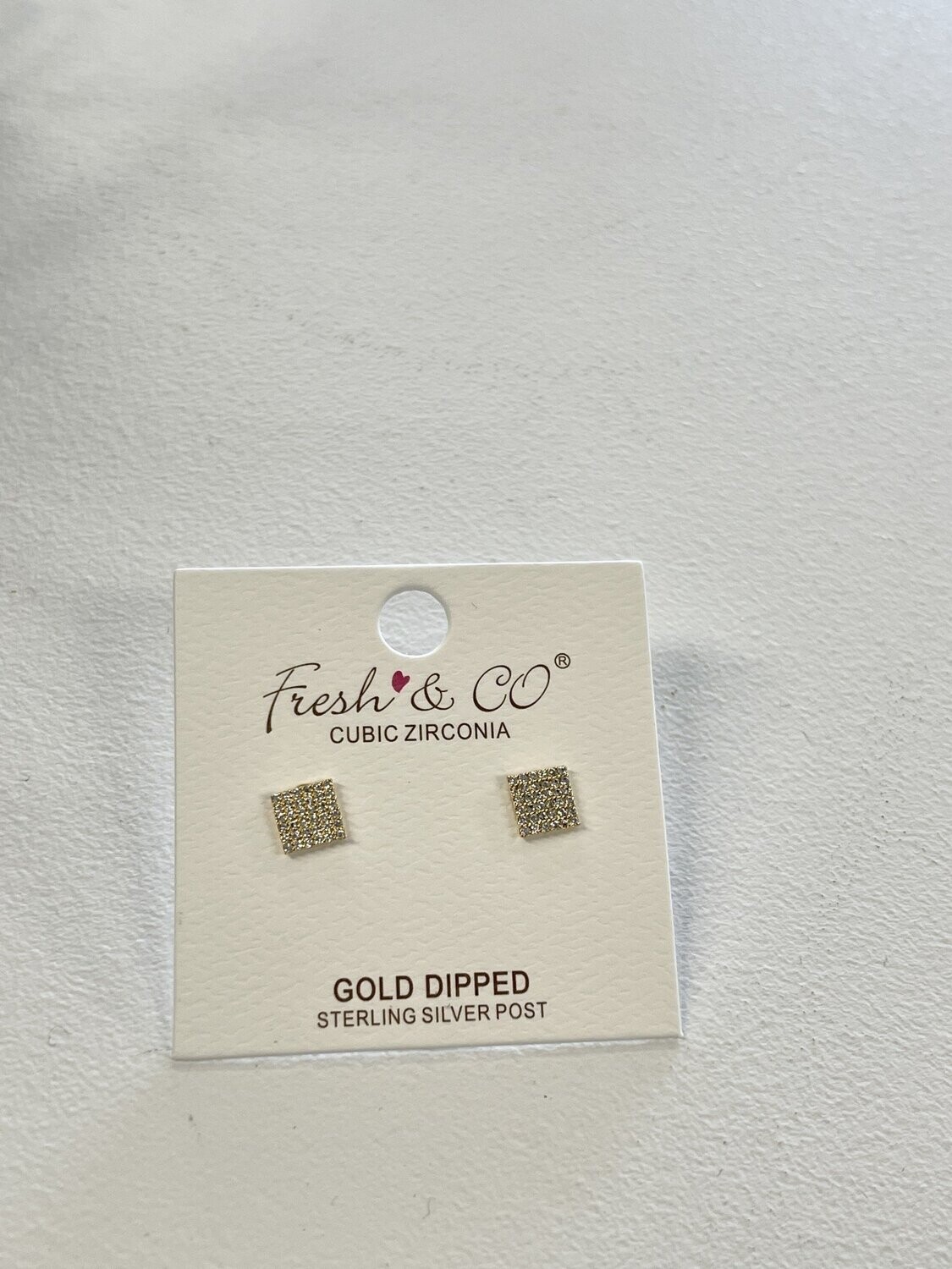 Square CZ Stud Earrings