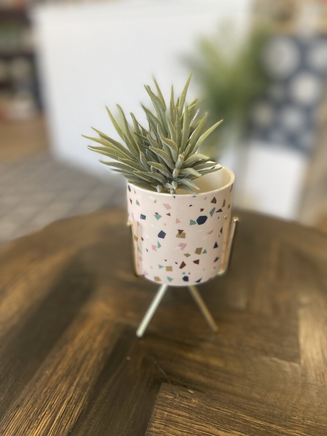 Terrazzo Print Mini Planter And Stand