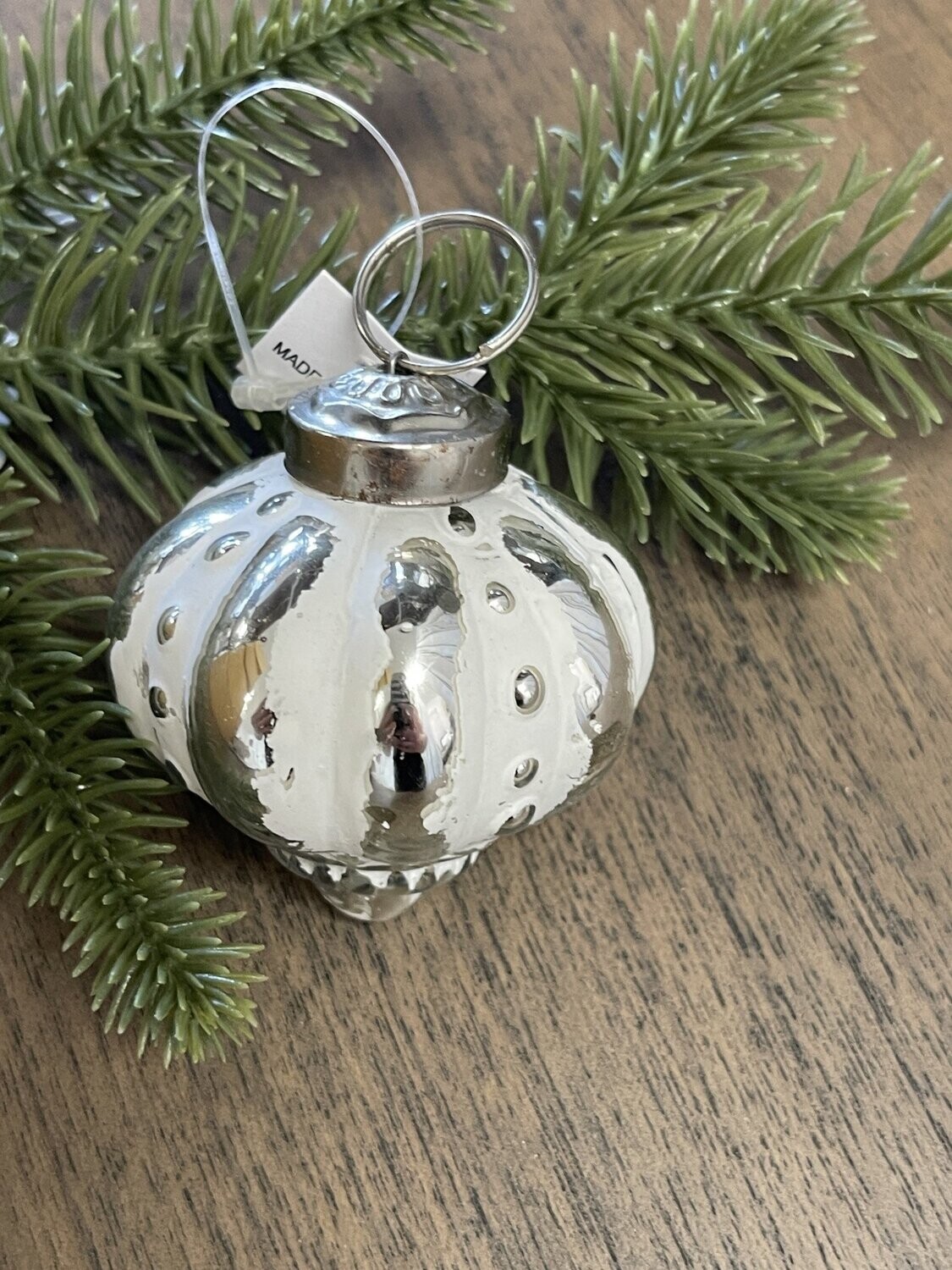 Cottage White Onion Glass Ornament