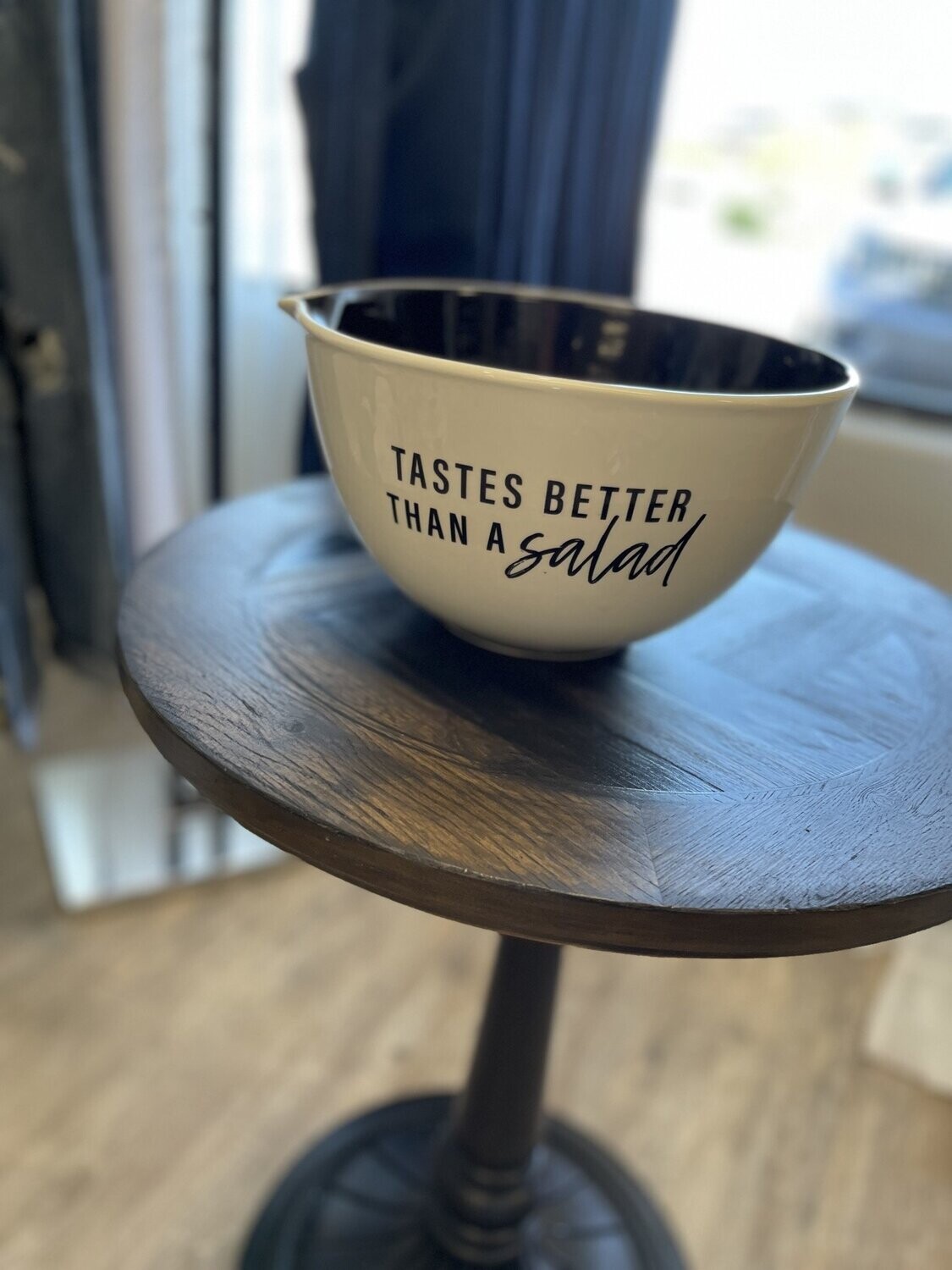 Better Than Salad Mixing Bowl Large White w/ Black Lettering