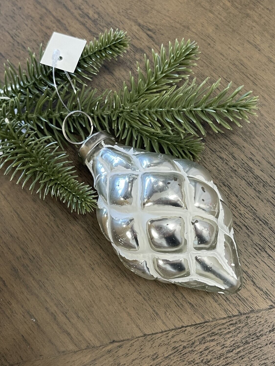 Cottage White Finial Glass Ornament