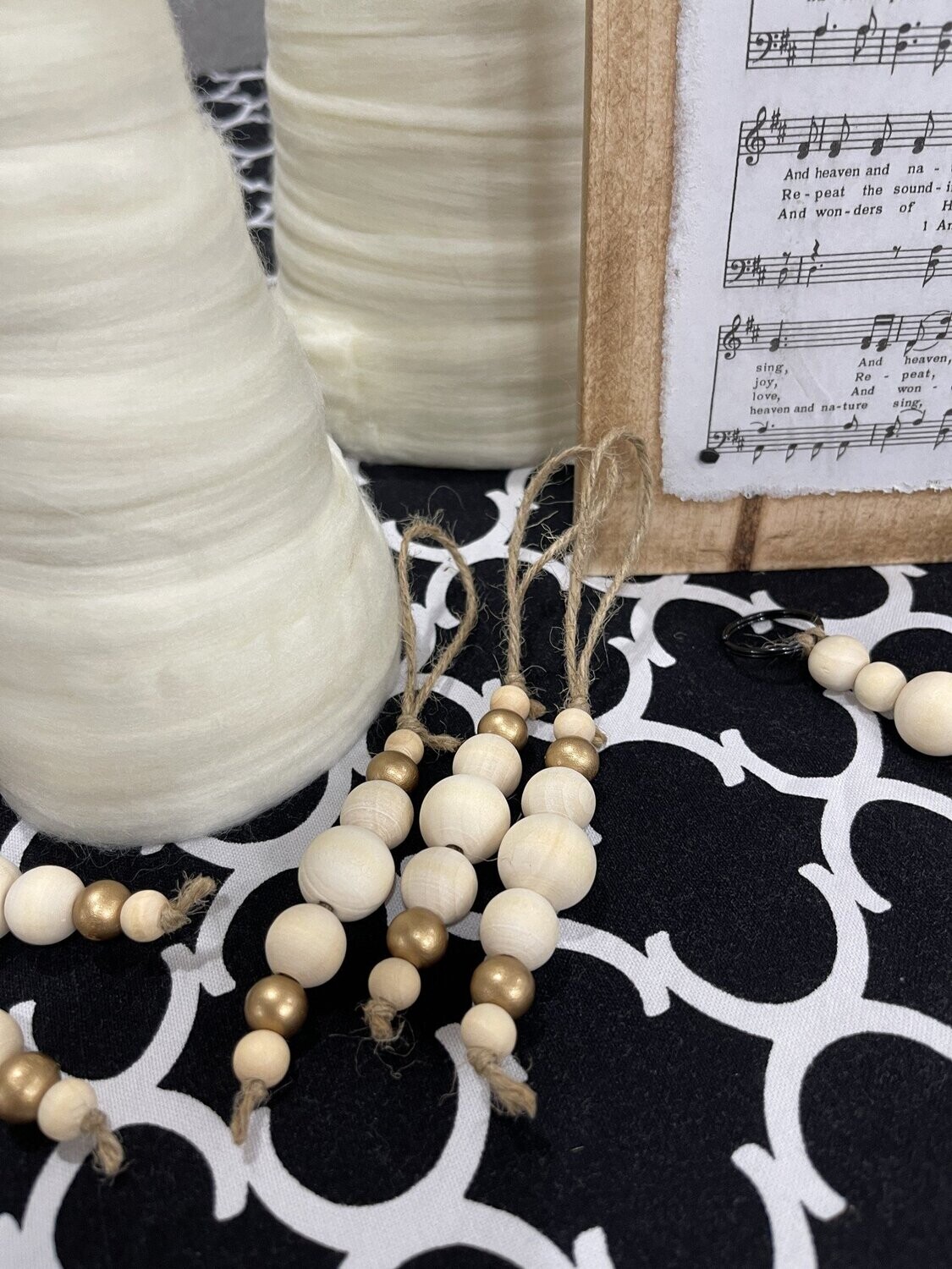 Natural and Gold Bead Ornament