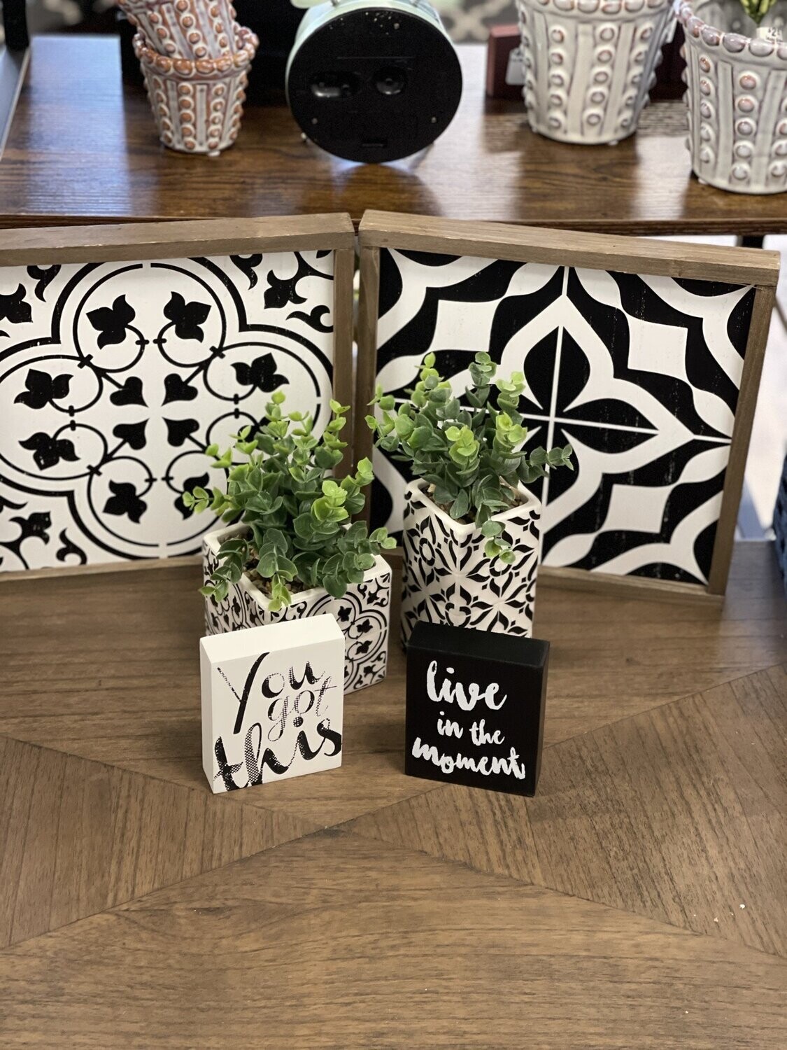 Wood Table Top Block Sign White w/Black Print &quot;You Got This&quot;