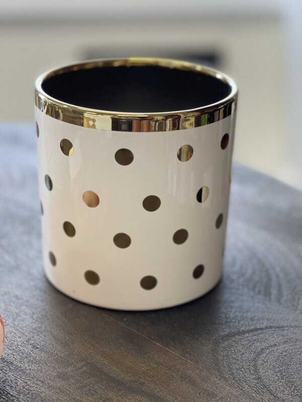 Ceramic White with Gold Dots Pot