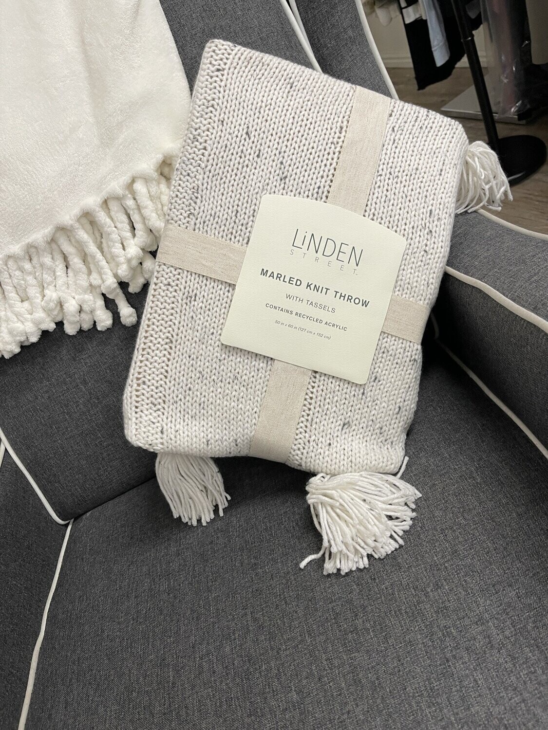 Marled Knit Throw w/ Tassels 50X60 in.