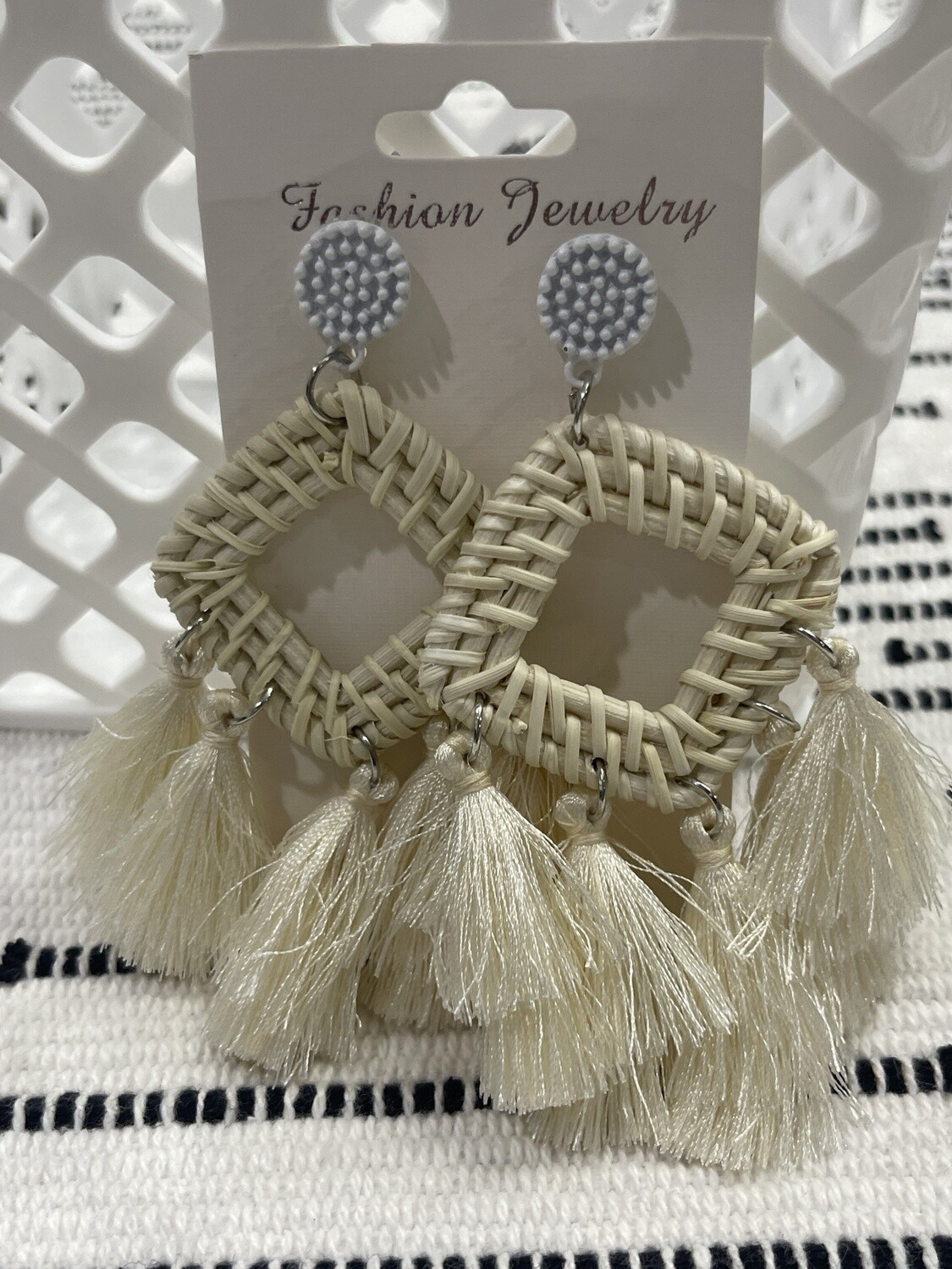Boho Cream Earrings w/ Tassels