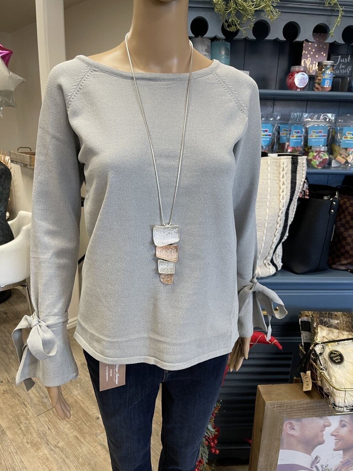 Long Silver and Pearl Necklace