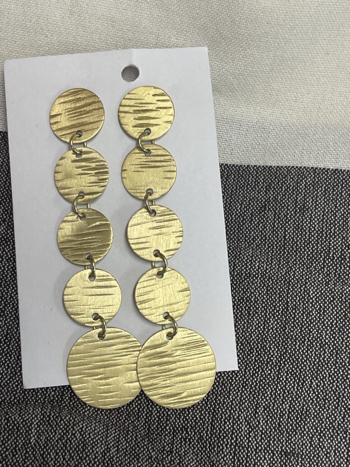 HANDMADE Gold 5 Small Discs Dangling Earrings