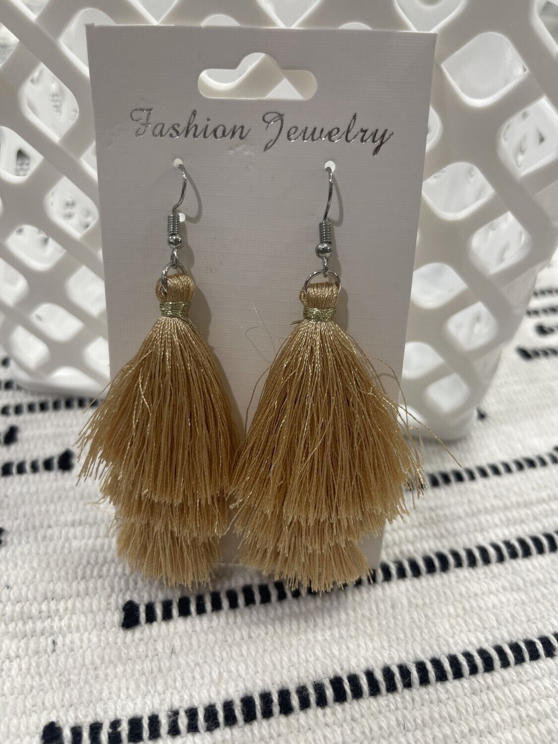 Tan Tassel Earrings