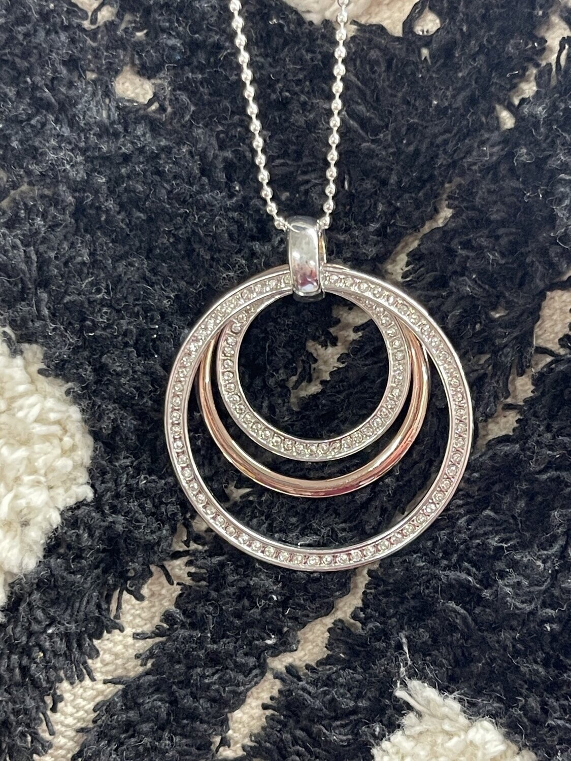 Round Bling Necklace w/ Silver &amp; Rose  Gold