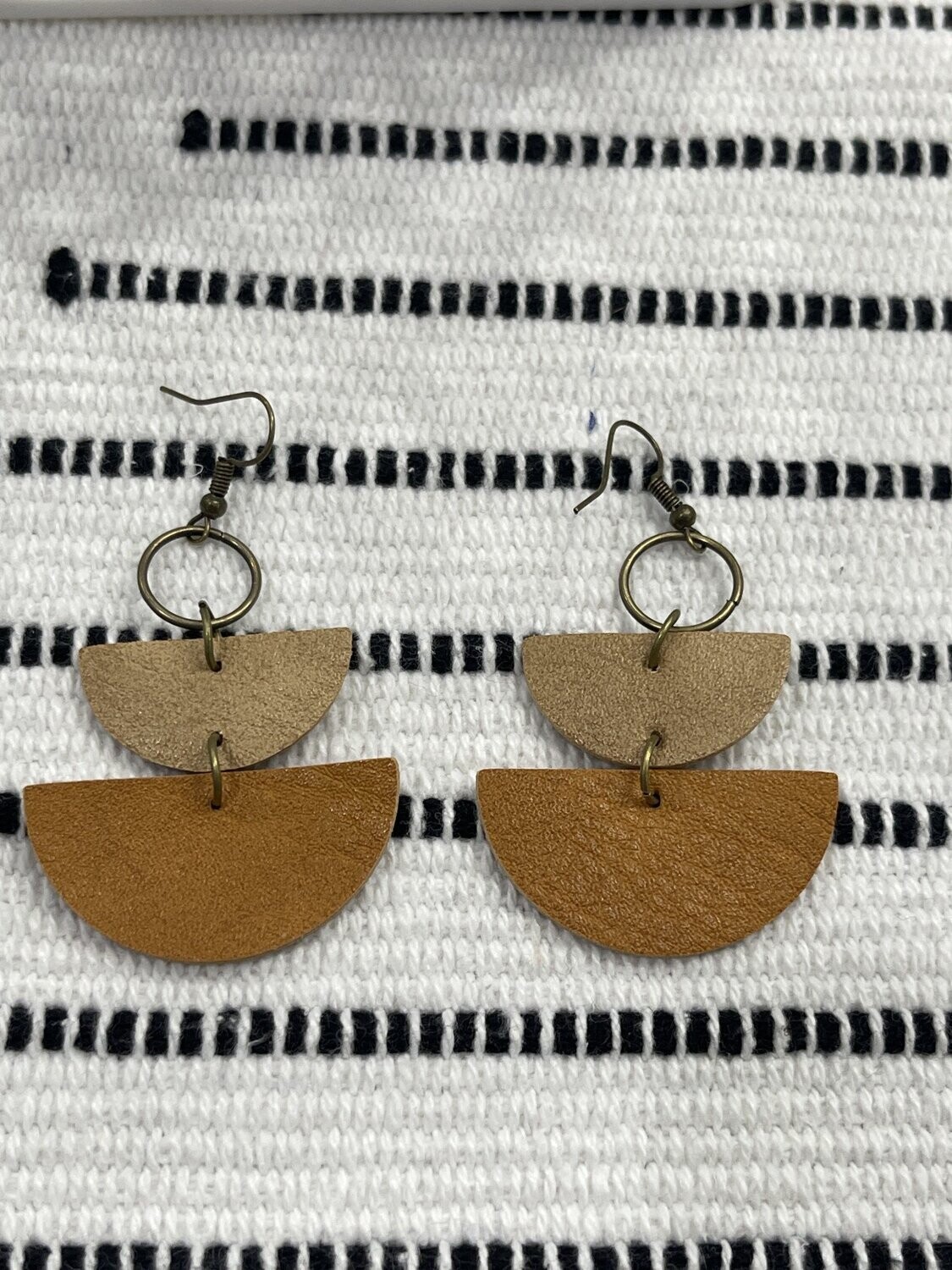 Leather Tiered  Tan Earrings
