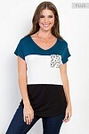 Color Block w/ Animal Pocket, Color: Teal Block, Size: SM