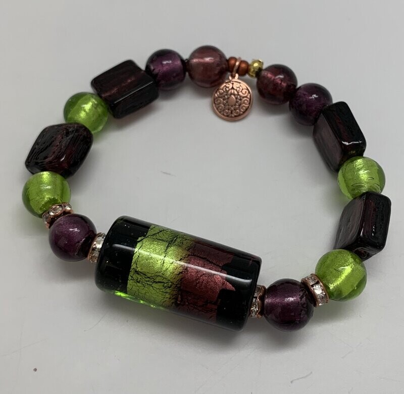 GRAPE  LIME MERCURY BEAD BRACELET