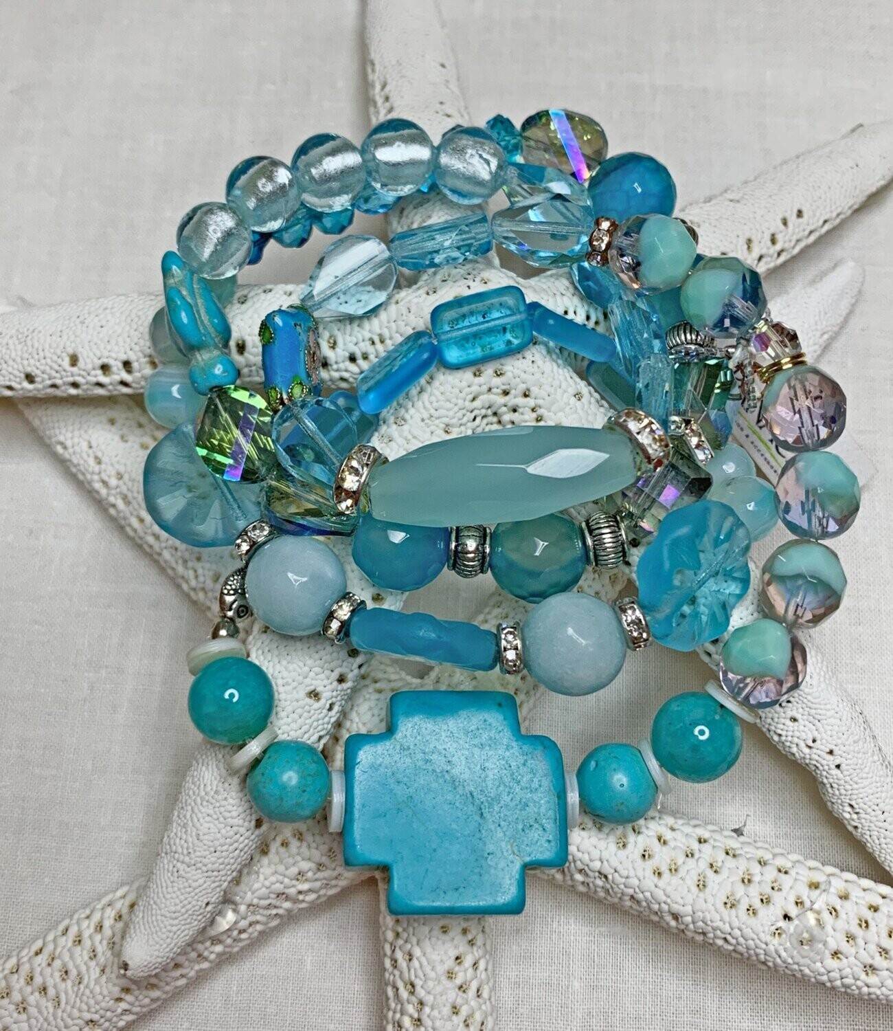 TURQUOISE CROSS WRAP BRACELET