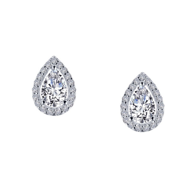 E0330CLP00 - 1.16CTTW Halo Pear Stud Earrings