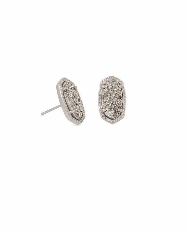 Ellie Earring - Platinum Drusy/Rhodium