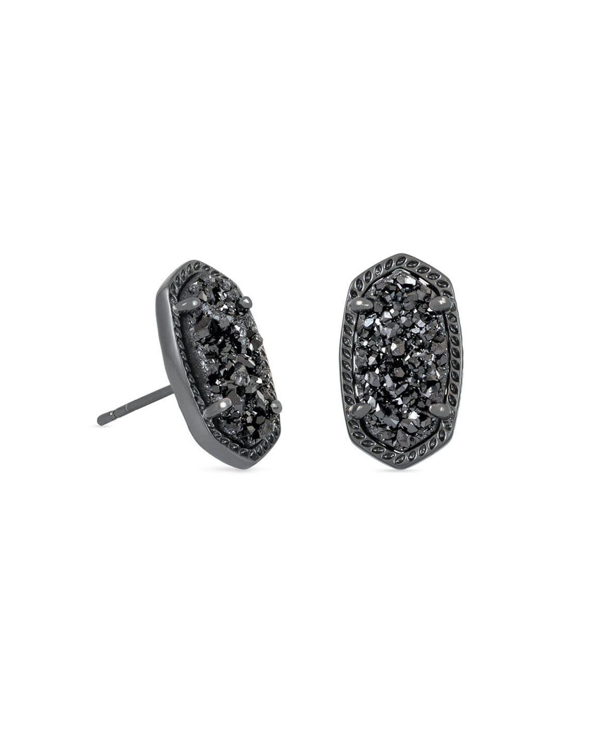 Ellie Earring - Black Drusy/Gunmetal