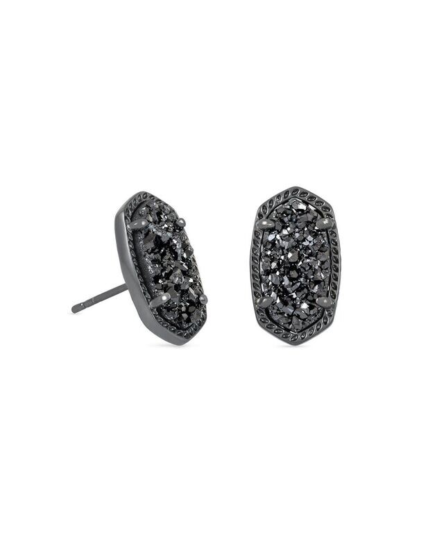 Ellie Earring - Black Drusy/Gunmetal