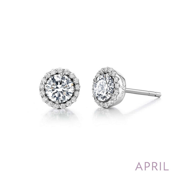 5MM Simulated Diamonds with .34 CTTW Lassaire Halo Earrings