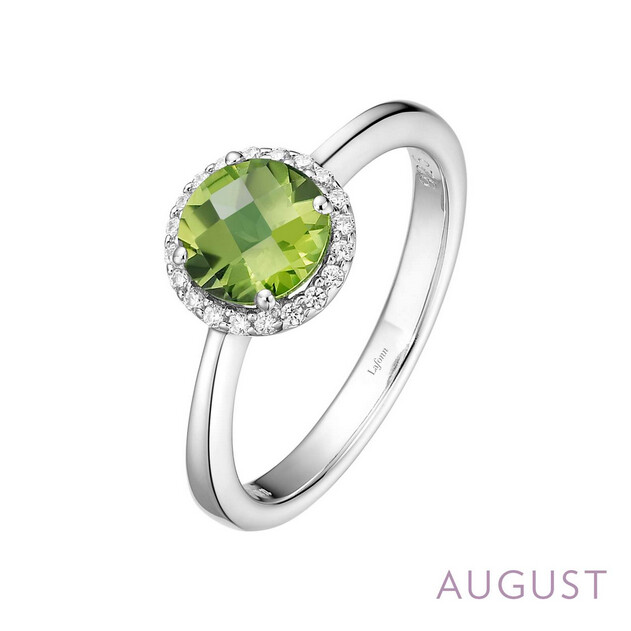 6MM Peridot w/ .20CTTW Lassaire Halo Ring - size 7