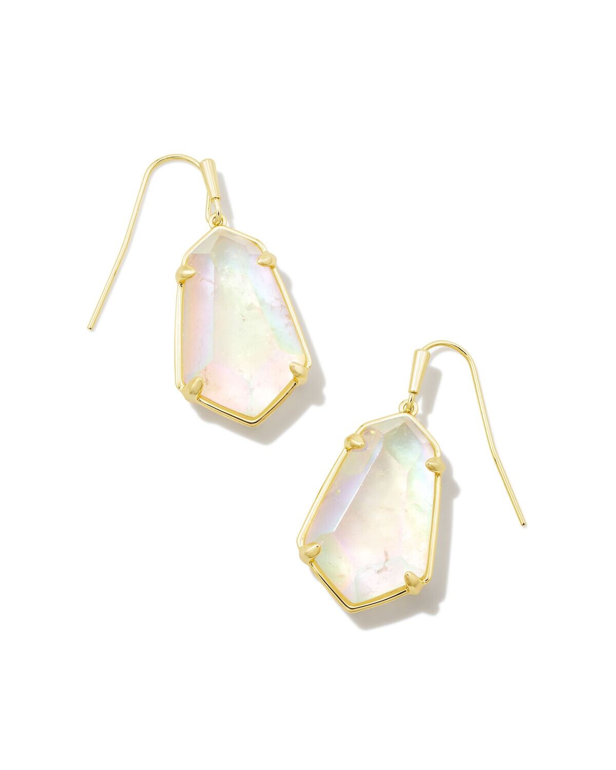 ALEXANDRIA DROP EARRINGS, Color: GOLD IRIDESCENT CLEAR ROCK CRYSTAL, Size: ONE SIZE