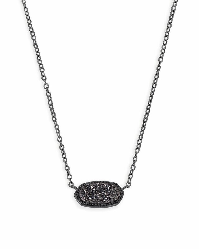 Elisa Necklace - Black Drusy/Gunmetal