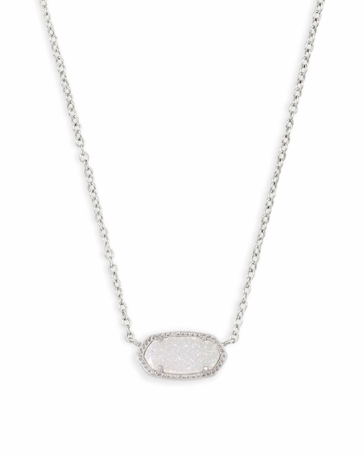 Elisa Necklace - Iridescent Drusy/Rhodium