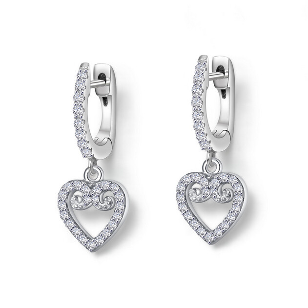 9E085CLP00 - .58CTTW Open Heart Huggie Earrings