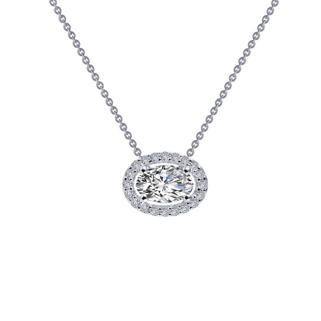 N0103CLP18 - Oval Halo .63 cttw Necklace