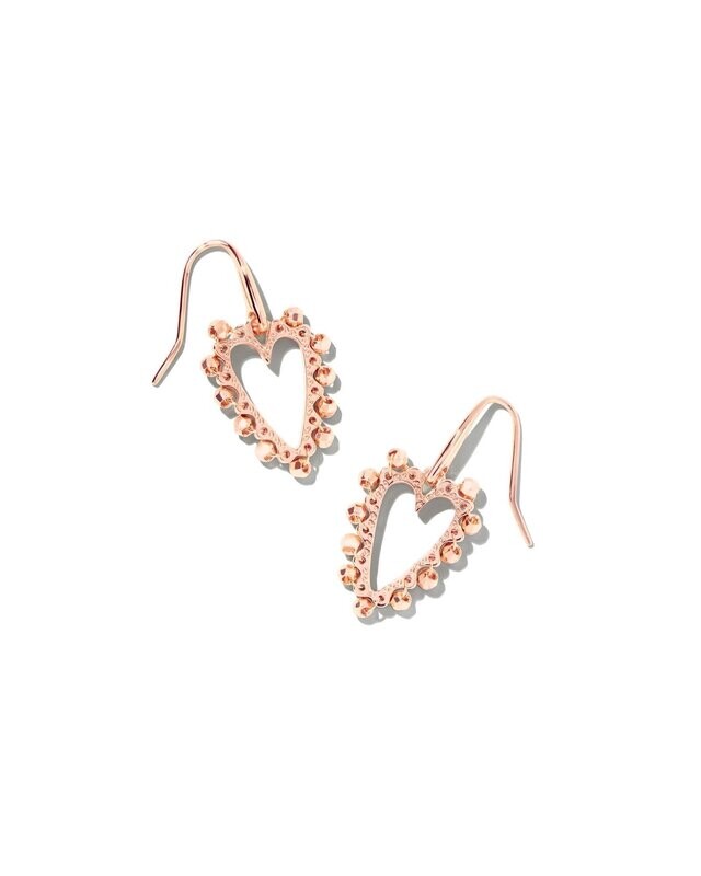 Beaded Ansley Open Frame Earring - Rose Gold Metal