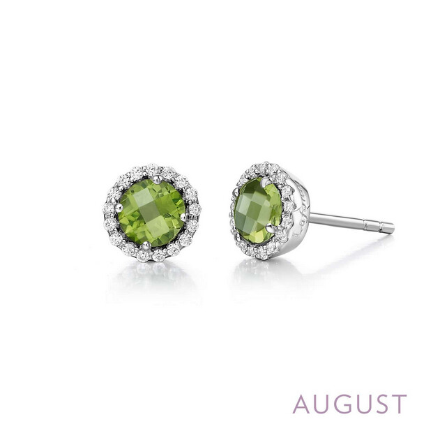 5MM Peridot with .34 CTTW Lassaire Halo Earrings