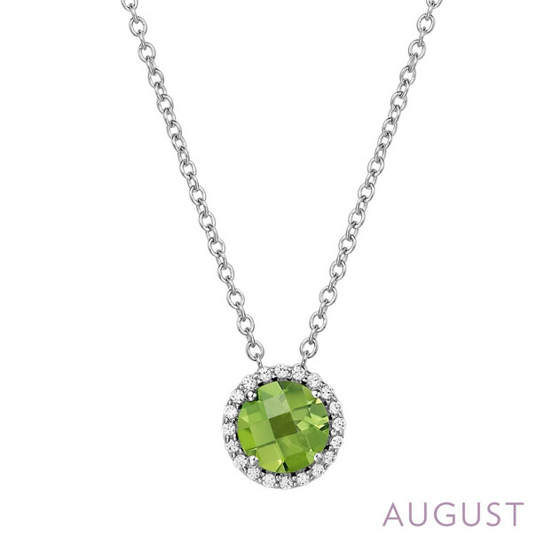 6MM Peridot w/ .20CTTW Lassaire Halo Necklace