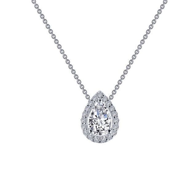 N0102CLP18 - .58CTW Pear Shaped Halo Necklace