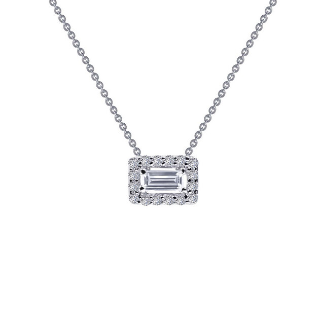 N0105CLP18 - .26cttw Halo Baguette Necklace