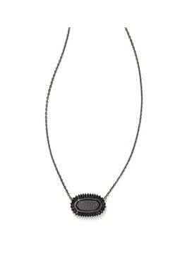 Baguette Elisa Pendant Necklace Gunmetal/Black Drusy