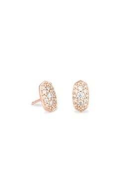 Grayson Crystal Stud Earring - White CZ/Rose Gold