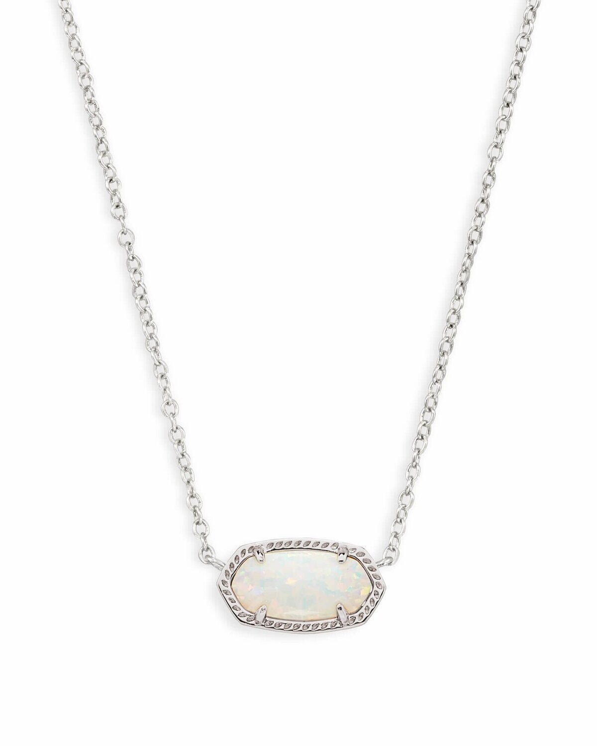 Elisa Necklace - White Opal/Rhodium
