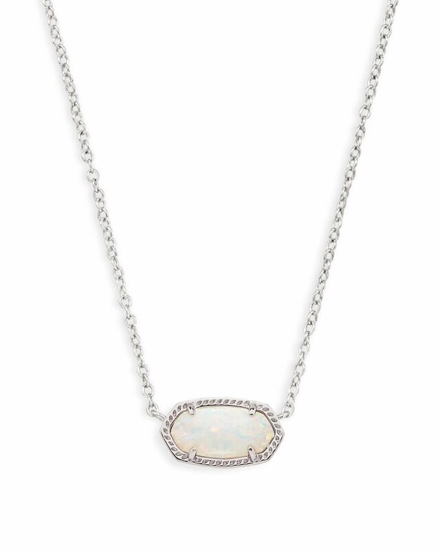 Elisa Necklace - White Opal/Rhodium